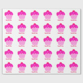 Rosa Birthday Cupcakes Geschenkpapier (Flach)