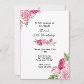 Rosa Birthday Einladung (Vorderseite)