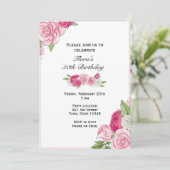 Rosa Birthday Einladung (Stehend Vorderseite)