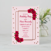 Rosa Birthday Folieneinladung (Stehend vorne)