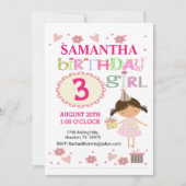 Rosa Birthday Girl Birthday Einladung (Vorderseite)