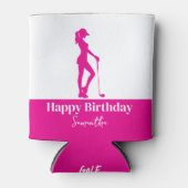 Rosa Birthday Golf Girl Monogram Dosenkühler (Vorderseite)