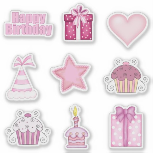Rosa Birthday Sticker Set (Vorderseite)