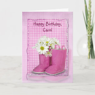 Rosa Birthday Stiefel mit Gänseblümchen Karte