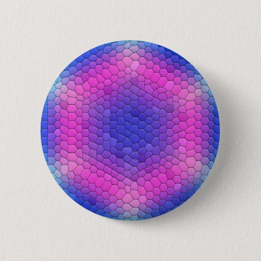 Rosa bis blau-holografische Mermaid-Skala Hexagons Button (Vorderseite)