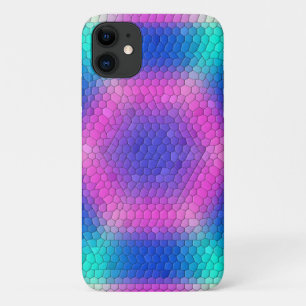 Rosa bis blau-holografische Mermaid-Skala Hexagons Case-Mate iPhone Hülle
