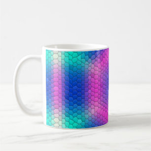 Rosa bis blau-holografische Mermaid-Skala Hexagons Kaffeetasse