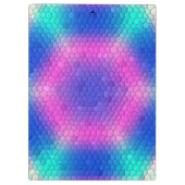 Rosa bis blau-holografische Mermaid-Skala Hexagons Klemmbrett (Rückseite)