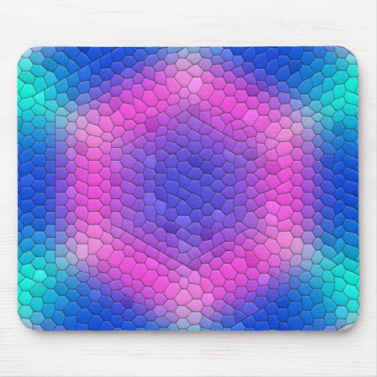 Rosa bis blau-holografische Mermaid-Skala Hexagons Mousepad (Vorne)