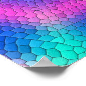 Rosa bis blau-holografische Mermaid-Skala Hexagons Poster (Ecke)
