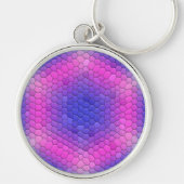 Rosa bis blau-holografische Mermaid-Skala Hexagons Schlüsselanhänger (Vorne)