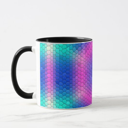 Rosa bis blau-holografische Mermaid-Skala Hexagons Tasse (Links)