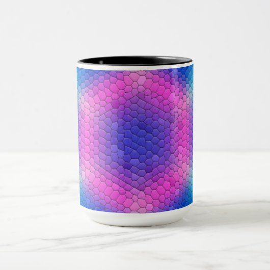 Rosa bis blau-holografische Mermaid-Skala Hexagons Tasse (Zentrum)