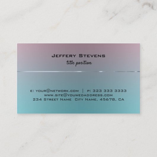 Rosa bis blaue Imitate aus Edelstahl Look Visitenkarte (Rückseite)