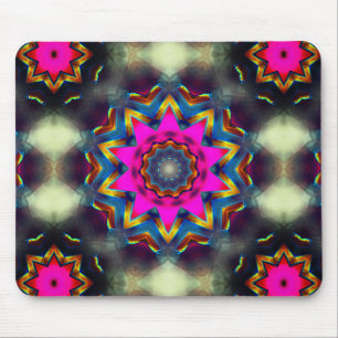 Rosa bis farbige Blume oder Stern im Kaleidoskop Mousepad