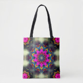Rosa bis farbige Blume oder Stern im Kaleidoskop Tasche (Vorderseite)