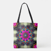 Rosa bis farbige Blume oder Stern im Kaleidoskop Tasche (Rückseite)