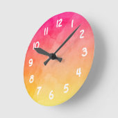 Rosa bis gelbe Farbe Runde Wanduhr (Winkel)