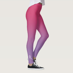 Rosa bis Lila glänzend mit elegantem Monogramm Leggings