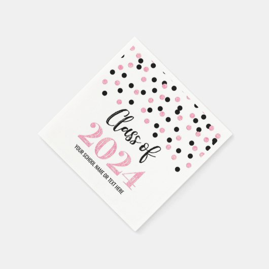 Rosa Black Confetti Class of 2024 Napkins Serviette (Ecke)