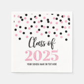 Rosa Black Confetti Class of 2025 Napkins Serviette (Vorderseite)