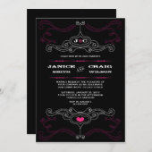 Rosa & Black Rock 'n' Roll Music Themed Wedding Einladung (Vorne/Hinten)