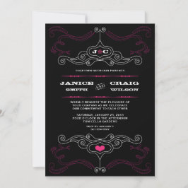 Rosa & Black Rock 'n' Roll Music Themed Wedding Einladung