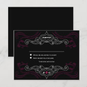 Rosa & Black Rock 'n' Roll Music Themed Wedding Einladungspostkarte (Vorne/Hinten)