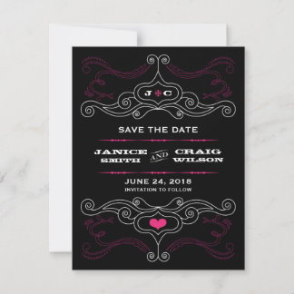 Rosa & Black Rock 'n' Roll Music Themed Wedding Save The Date