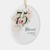 Rosa Bläschen Eukalyptus Botanischer 75. Geburtsta Keramik Ornament (Rechts)