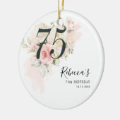 Rosa Bläschen Eukalyptus Botanischer 75. Geburtsta Keramik Ornament (Links)