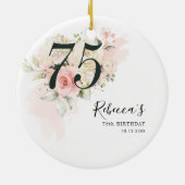 Rosa Bläschen Eukalyptus Botanischer 75. Geburtsta Keramik Ornament (Hinten)