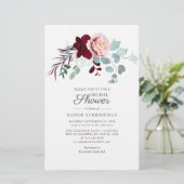 Rosa Bläschen Eukalyptus Floral Brautparty Briefpapier (Stehend Vorderseite)