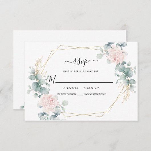 Rosa Bläschen Eukalyptus Geometrische Rustikale Ho RSVP Karte (Vorne/Hinten)