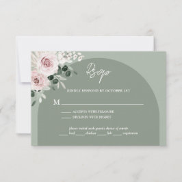 Rosa Bläschen Eukalyptus Sage Grüne Hochzeit RSVP Karte