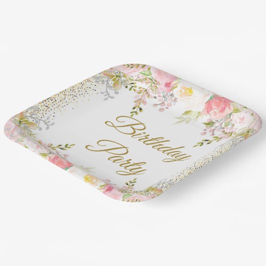 Rosa Bläschen Geburtstagsparty Pappteller (Gewinkelt)