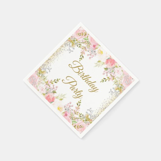 Rosa Bläschen Geburtstagsparty Serviette (Ecke)