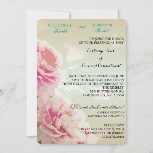 Rosa Bläschen Hochzeit Einladung (Vorderseite)