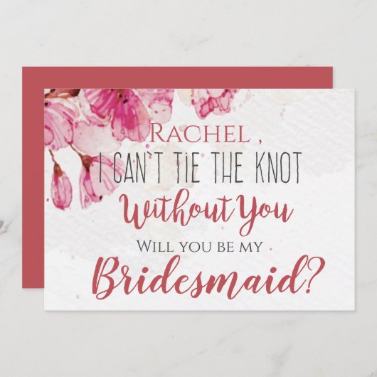 Rosa Bläschen kann ich den Knoten nicht ohne dich Einladung (Vorne/Hinten)