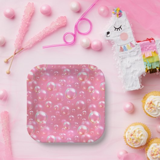 rosa Bläschen Muster Pappteller (Party)