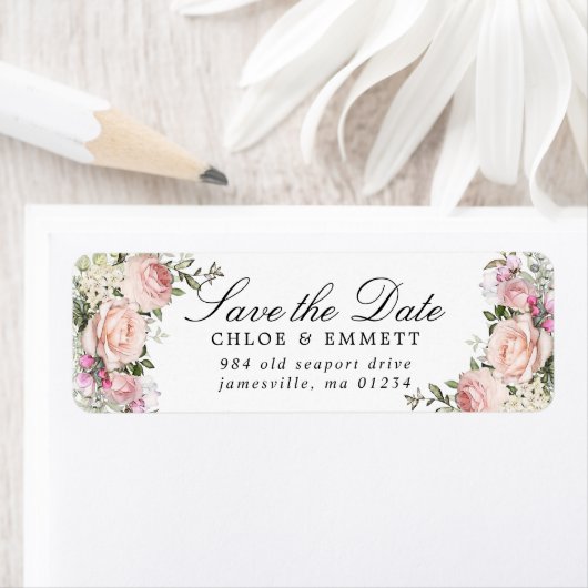 Rosa Bläschen Rustikale Save the Date Rücksendeadr (Insitu)