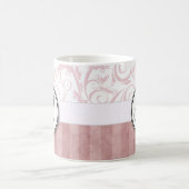 Rosa Bläschen und Streifen mit Monogramm Kaffeetasse (Mittel)