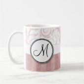 Rosa Bläschen und Streifen mit Monogramm Kaffeetasse (Links)