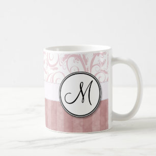 Rosa Bläschen und Streifen mit Monogramm Kaffeetasse