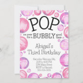 Rosa Blase Geburtstagsparty Einladung (Vorderseite)