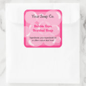 Rosa Blasen Blubble Gum Soap Label Quadratischer Aufkleber (Tasche)