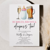 Rosa Blasen brauen und Windeln auch! Babyparty Einladung