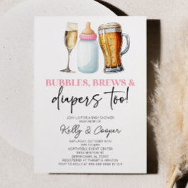 Rosa Blasen brauen und Windeln auch! Babyparty Einladung