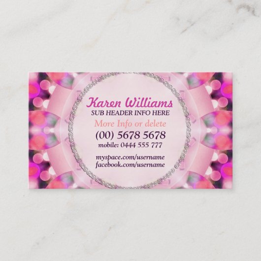 Rosa Blasen Burst Energy Business Card Visitenkarte (Vorderseite)