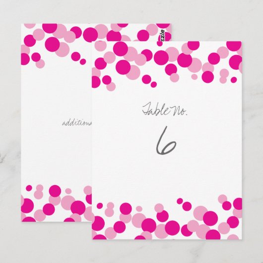 Rosa Blasen Confetti Tischnummer Karten (Vorne/Hinten)
